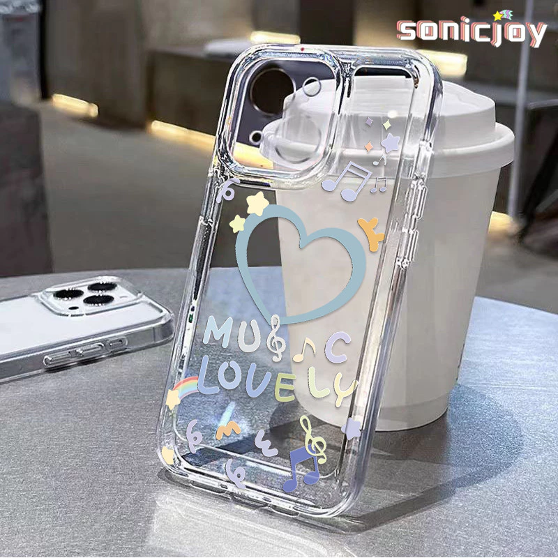 Ốp Điện Thoại Doodle Rainbow Trái Tim Tình Yêu Thích Hợp Cho IPhone 11 12 13 14 15 16 Pro Max X XR XS Max 7Plus 8Plus Ốp Silicon Trong Suốt Thời Trang-SY
