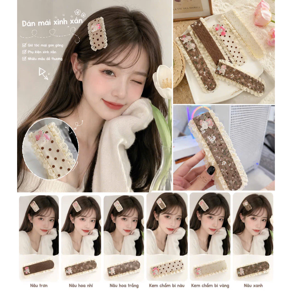 [LOẠI CÓ CHARM XINH] Băng Đô Dán Mái Viền Ren Thiết Kế Mới. Phong Cách Hàn Quốc Nữ Tính, Xinh Xắn