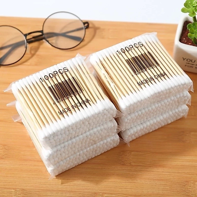 Bịch tăm bông 100 que thân gỗ thân thiện môi trường