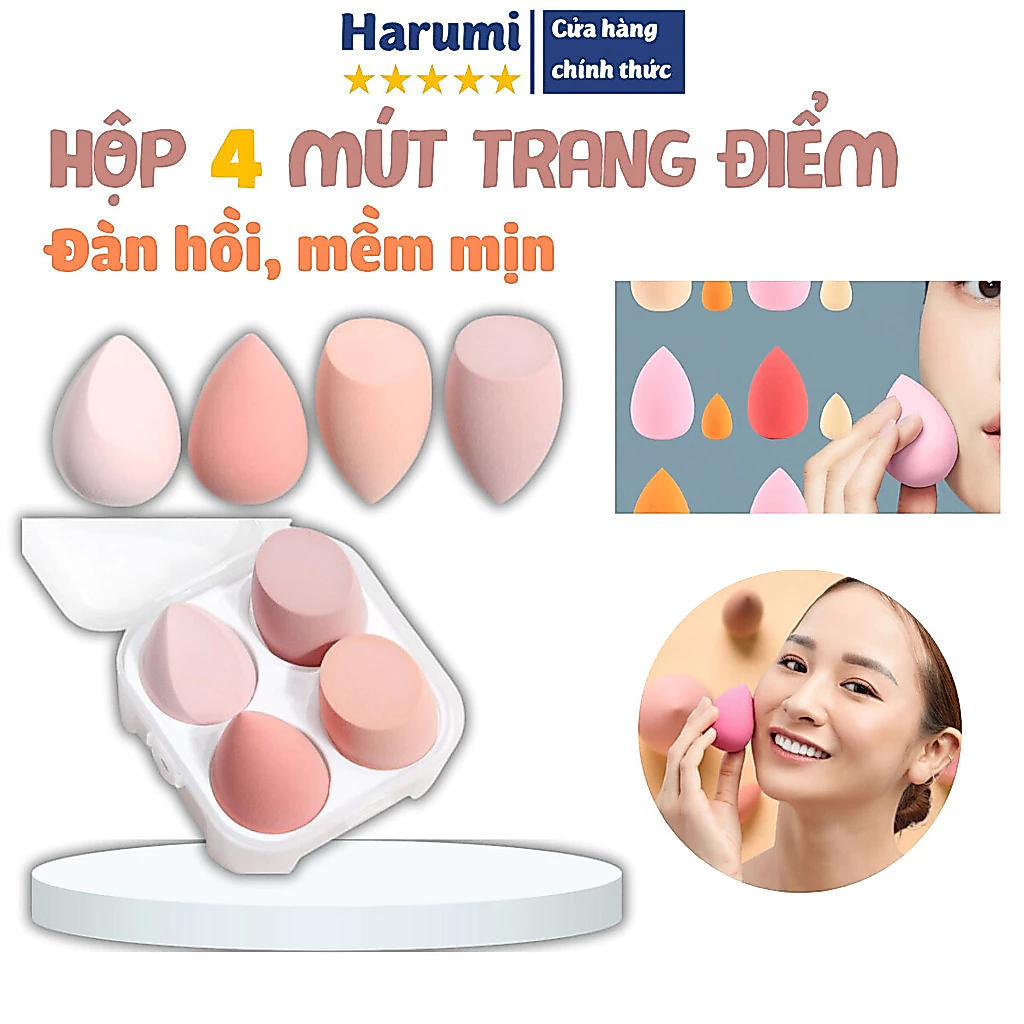 Mút Trang Điểm Tán Kem Nền, Phấn Nước Dạng Giọt, Mút Tán Kem Nền Có Hộp Nhựa Đựng Tiện Lợi