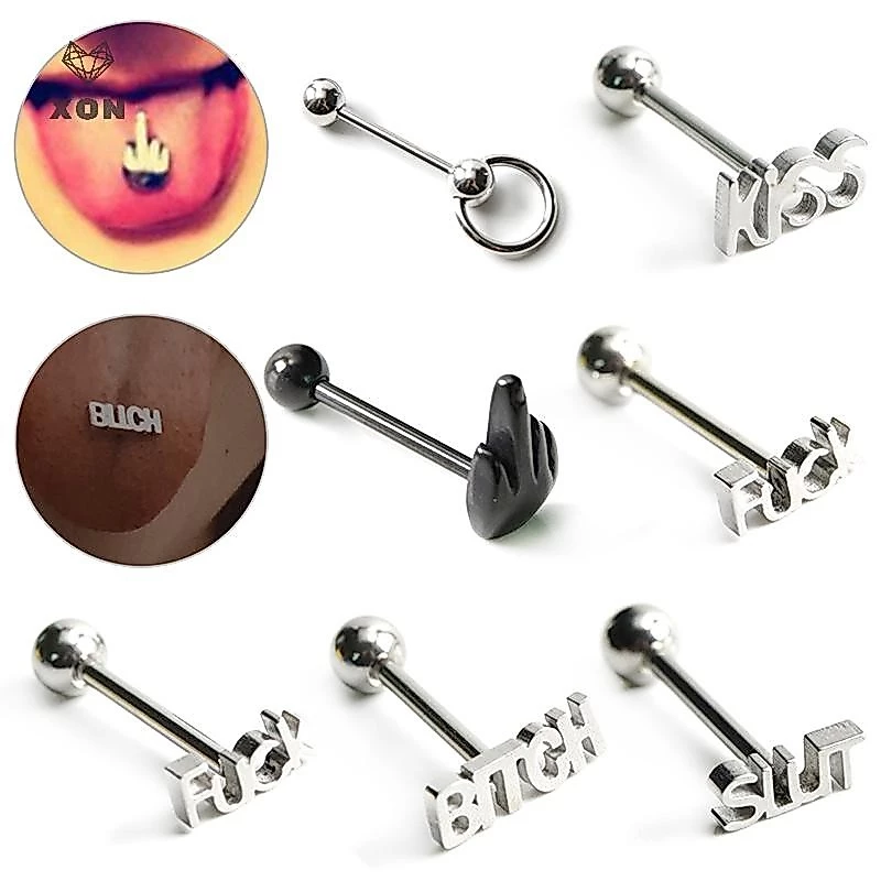 XON Khuyên Xỏ Lưỡi Bằng Thép Không Gỉ Cá Tính