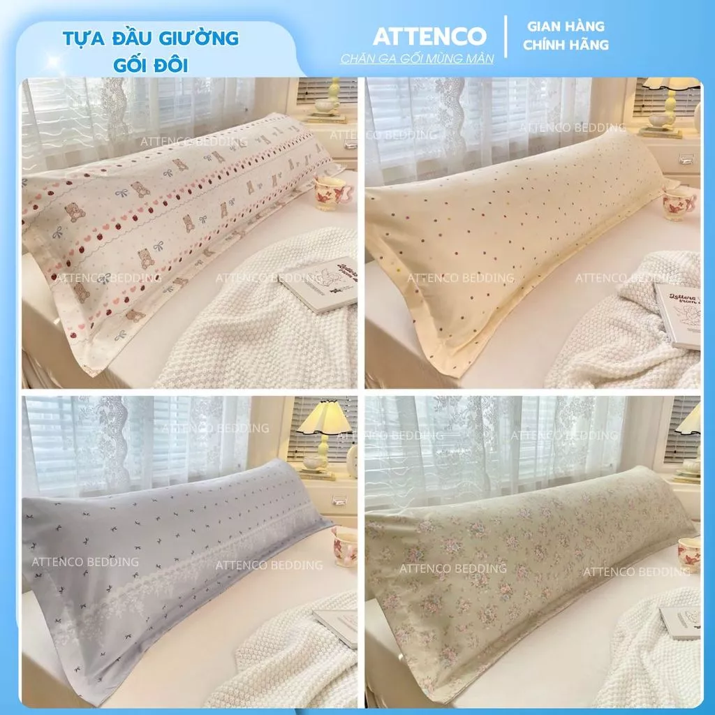 Gối dài tựa giường gối đôi kích thước 1m2_1m6_92cm chất liệu cotton đũi dẹt tơ tre siêu mát lạnh mát (đã kèm ruột)