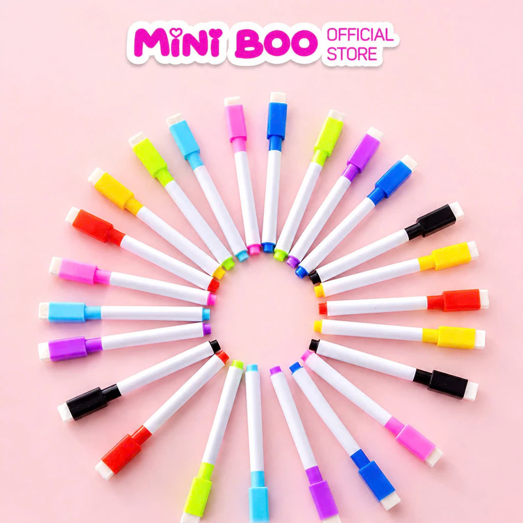 Bút dạ nhiều màu Little Boo – Viết bảng trắng & vở xóa 64 trang, nét mịn, dễ lau sạch cho bé