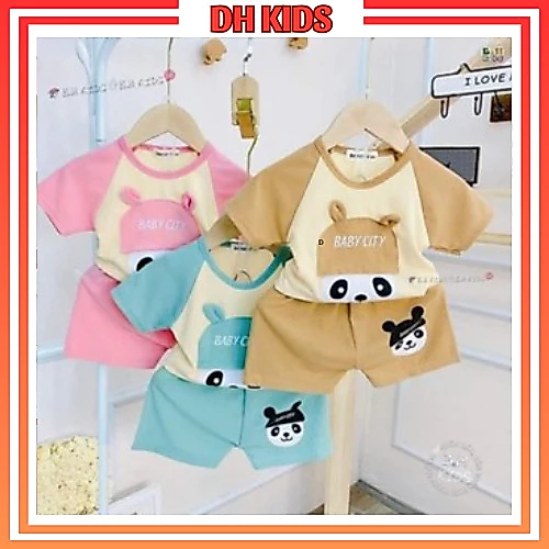 [B18] Bộ quần áo cộc tay bé trai bé gái thun tăm hình mũ kèm tai siêu đẹp - DH KIDS