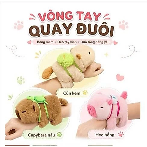 Gấu bông đeo tay Capybara Quẫy đuôi,vòng tay Capybara - Qùa Tặng, Đồ Chơi Đáng Yêu - Hot Trend - Hàng Đẹp