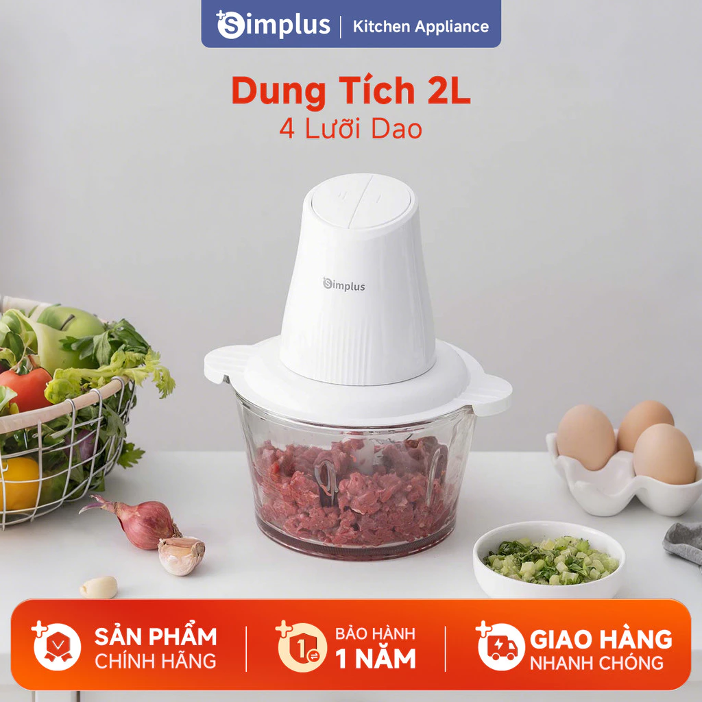 Simplus Máy xay thịt Tự Động 2L - Điều Khiển Bằng Nút Ấn Không Dây - DDJR004 - Bảo Hành 1 Năm 1 Đổi 1