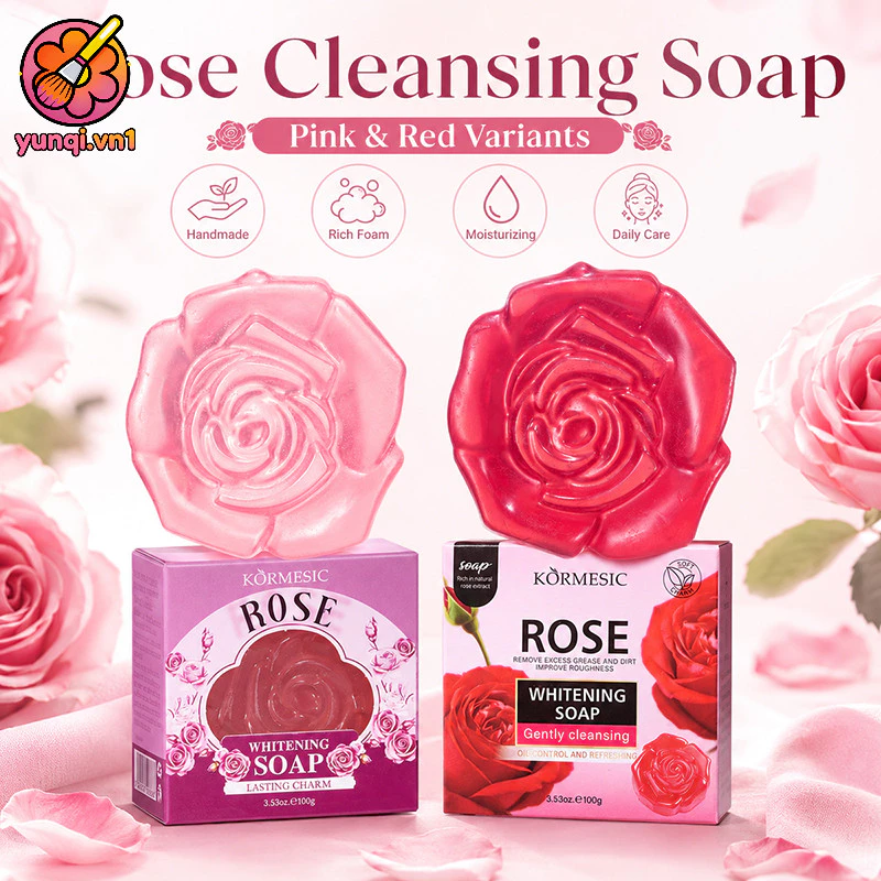 【yunqi】100g Hoa hồng Xà phòng thủ công Dưỡng ẩm Làm sạch nhẹ nhàng Xà phòng tắm Kiểm soát dầu