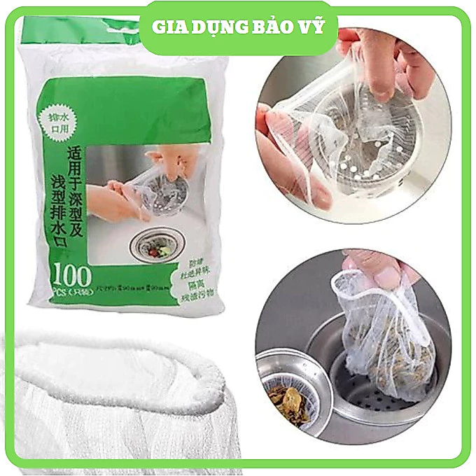Combo 4 túi lọc rác bồn rửa chén bát, túi lưới lọc rác chậu rửa, bọc đựng rác bồn rửa bát chén