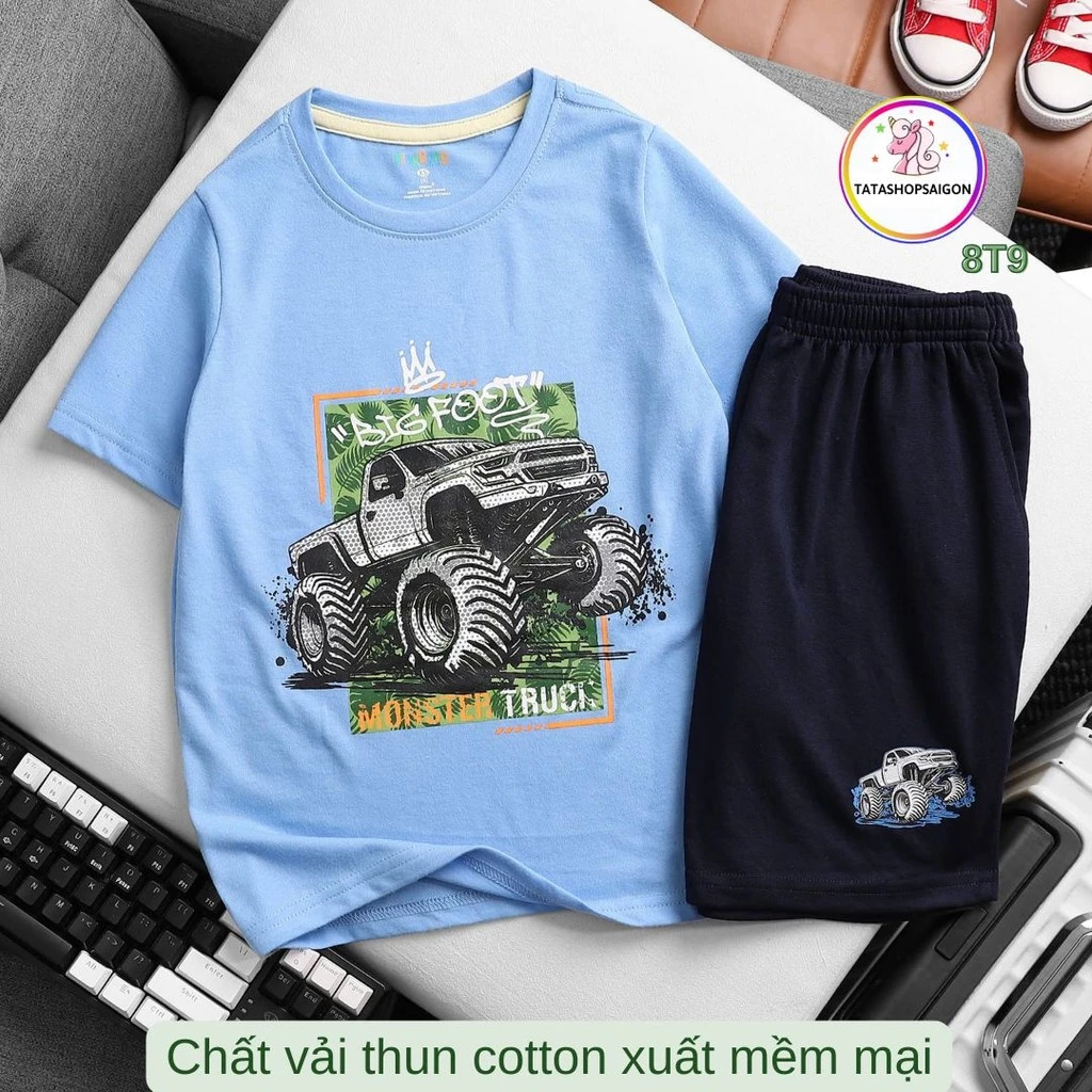 20 đến 50kg - Đồ bộ cho bé trai size đại - Bộ đùi bé trai thun cotton xuất mềm mát VNXK 088