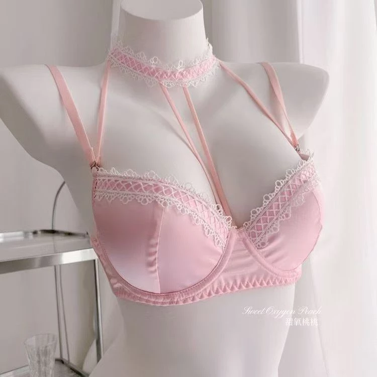 Bộ áo ngực mỏng không rỗng ， Dây buộc kiểu Pháp + Thiết kế vòng thép mềm, tập hợp thoải mái không ép ngực, Thích hợp cho hàng ngày / kỳ nghỉ / hẹn hò