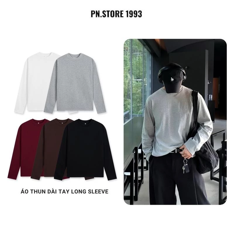 Áo Thun Nam Dài Tay VINTINO Form Suông Chất Cotton Co Giãn 2 Chiều Đen Trắng ATDT03