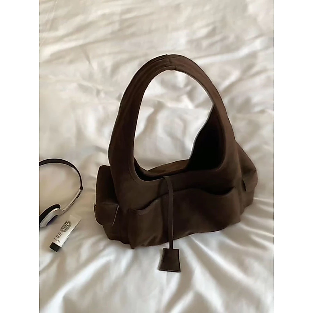 [Ord-797] Túi xách khoác vai da lộn màu Nâu Choco Hàn Quốc đựng đồ, phụ kiện thoải mái