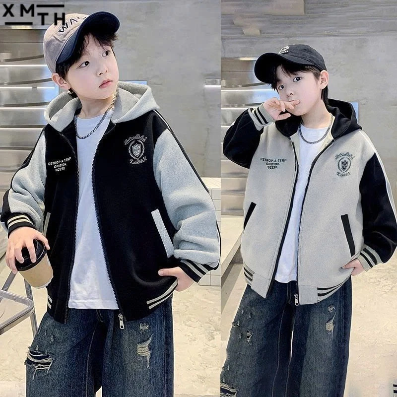 Áo khoác bomber nỉ bông cho bé trai, gái 6-16 tuổi RETR. Áo khoác trẻ em, áo Hoodie thu đông nam nữ size nhỡ đại 18-50kg