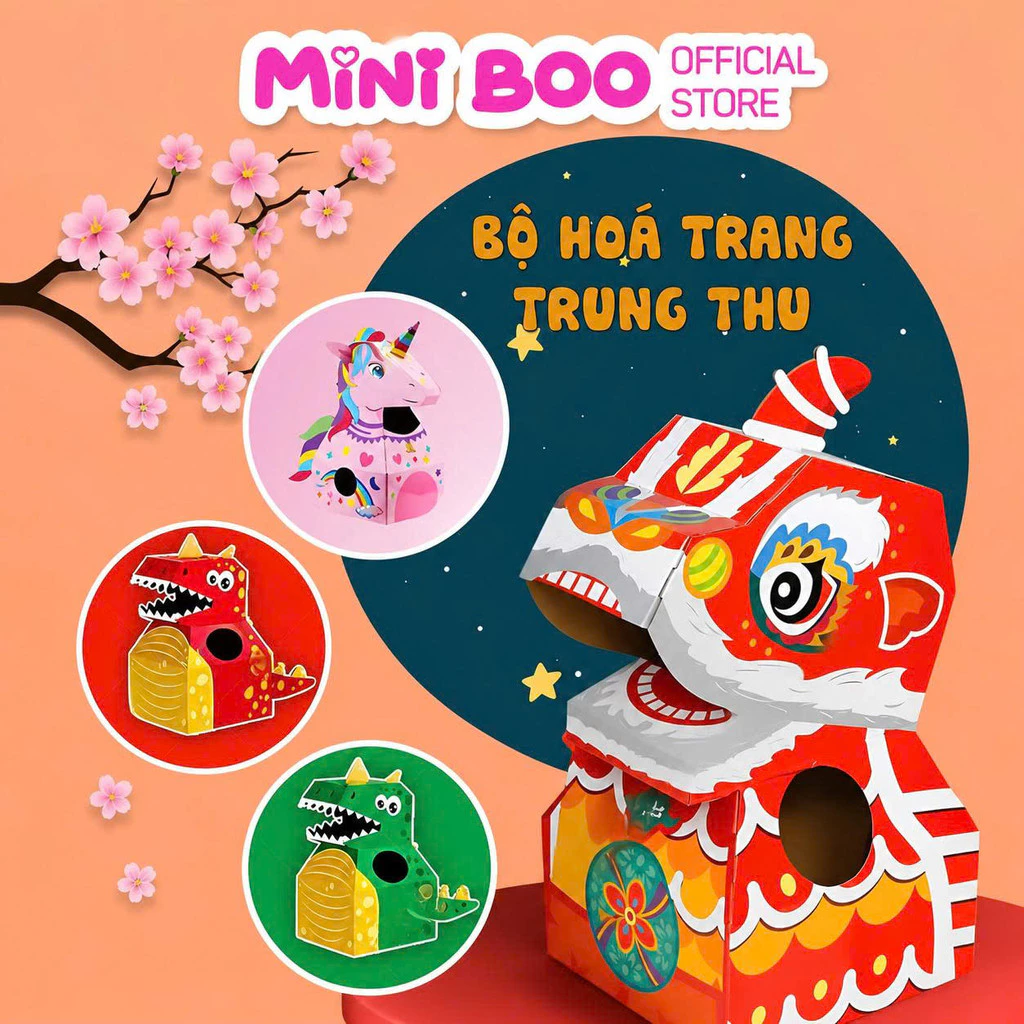 [LOẠI 1 SIZE TO] Đồ Chơi Hóa Trang Đầu Kỳ Lân, Khủng Long MINI BOO – Đồ Chơi Trung Thu Vui Nhộn Cho Bé