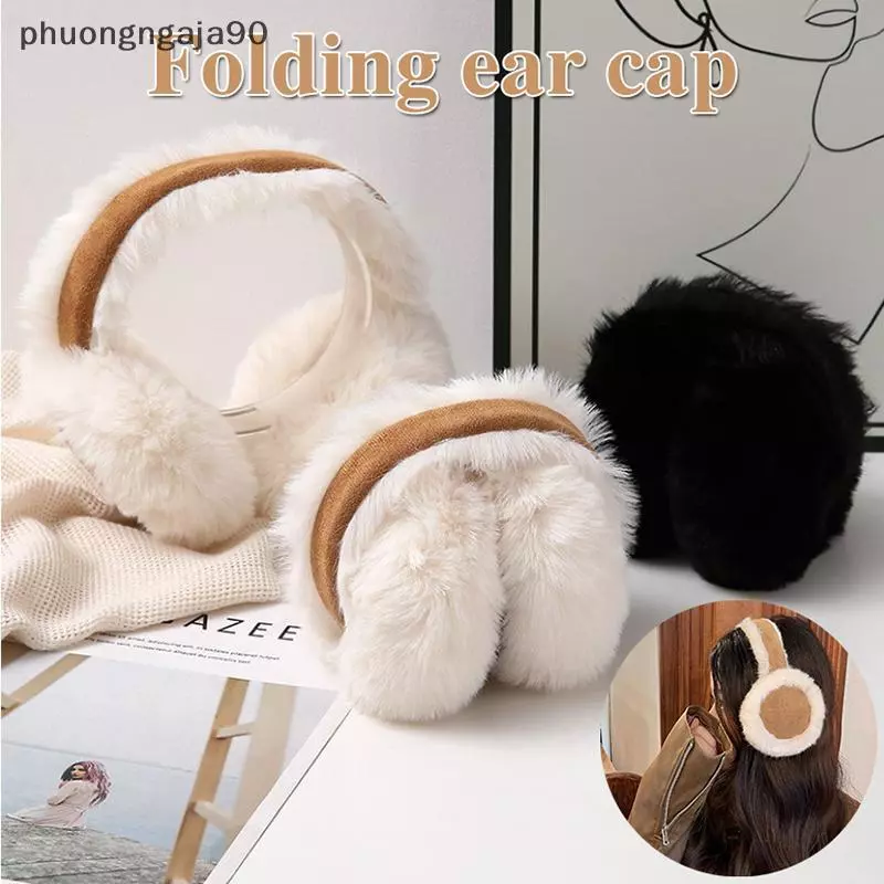 Nâu da lộn sang trọng có thể gập lại earmuffs cho phụ nữ, mềm dày earlap phụ kiện