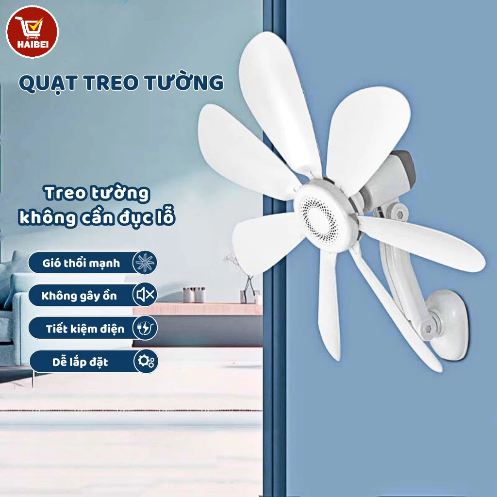 Quạt trần mini, quạt treo tường nhà bếp, không cần khoan, thích hợp sử dụng trong nhà, văn phòng và phòng tắm.