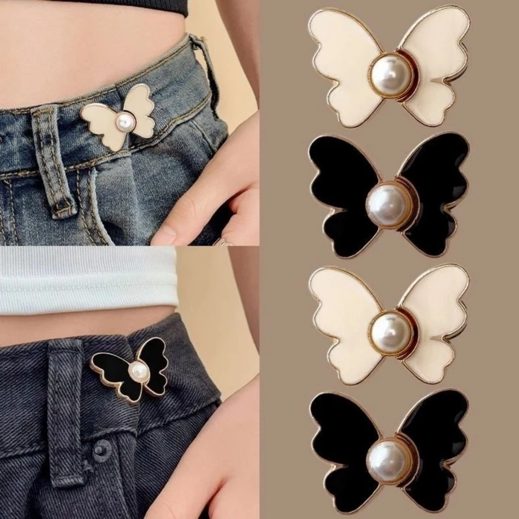 Nút Gài Hình Cỏ Bốn Lá/Bướm Điều Chỉnh Lưng Quần, Có Ghim Cài, Ko Cần May Cố Định-EUNIO