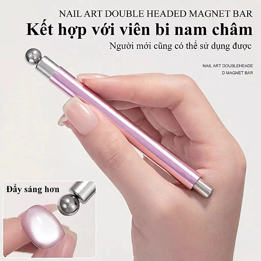 Nam châm kết hợp viên bi hút mắt mèo làm nail