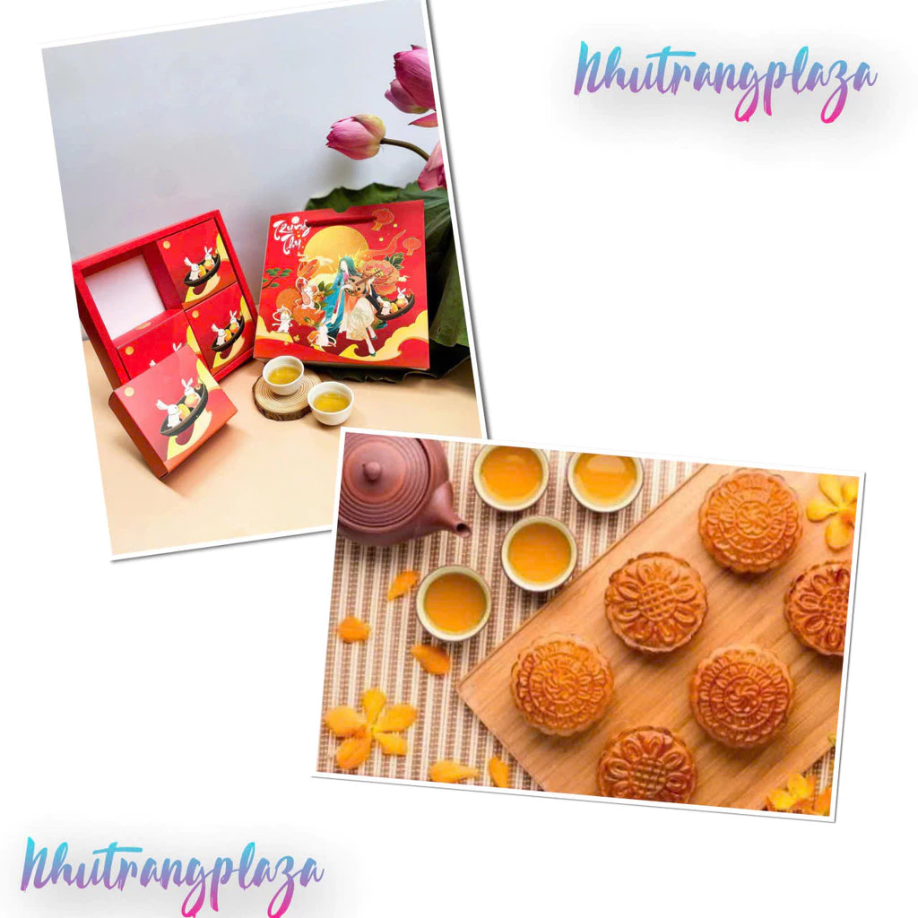 [ Kèm Hộp Đẹp] Hộp 4 Bánh trung thu truyền thống Nhiều Vị Thơm Ngon ( 4 bánh nướng )