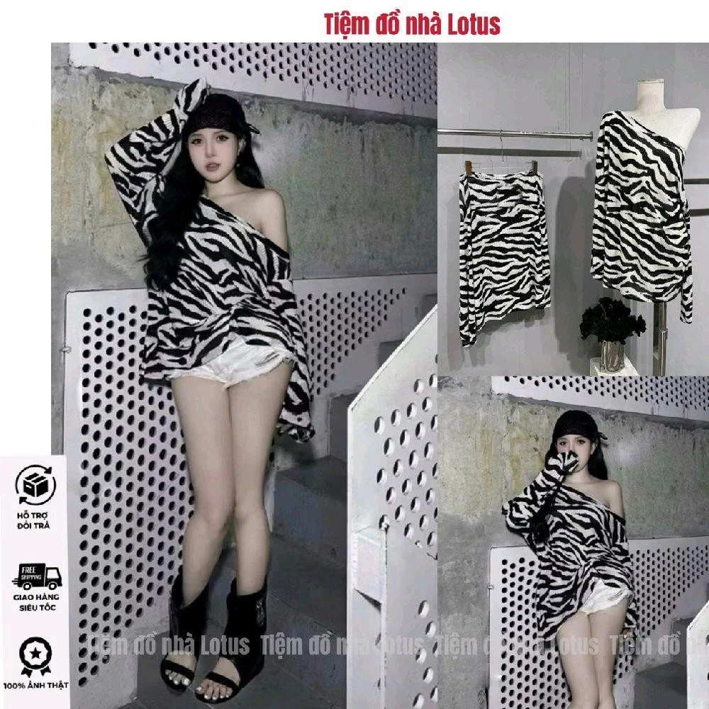 Áo A14 Hoạ Tiết Da Báo Lệch Vai Siêu Sexy (Tiệm đồ nhà Lotus)