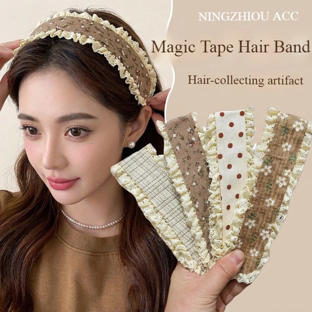 Băng Đô Velcro Hàn Quốc Cho Nữ Cô Gái Hoa Đan Dính Dán Băng Đô Phụ Kiện Tóc Thời Trang