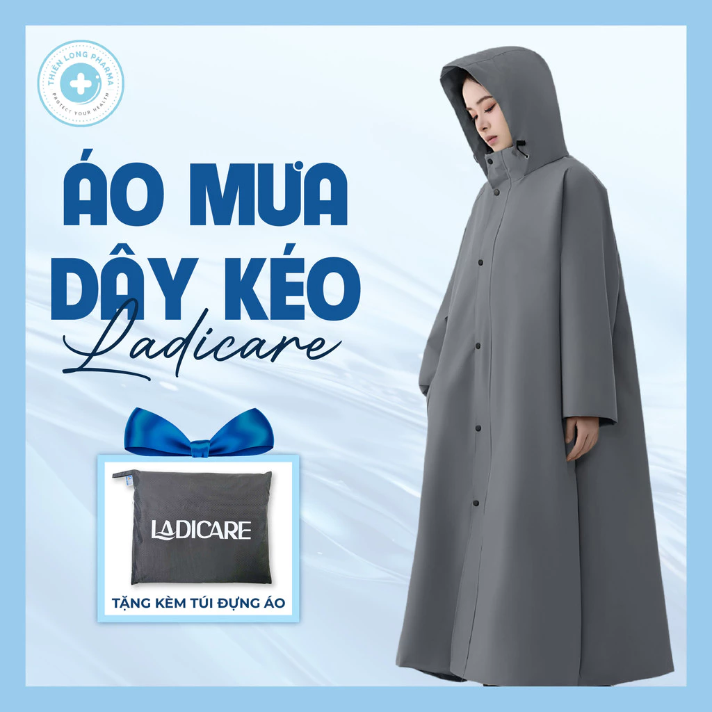 [Loại tốt] Áo mưa LADICARE Măng Tô Có Dây Kéo - Áo Mưa Một Người Chất Liệu Vải Da Cá Cao Cấp Siêu Bền
