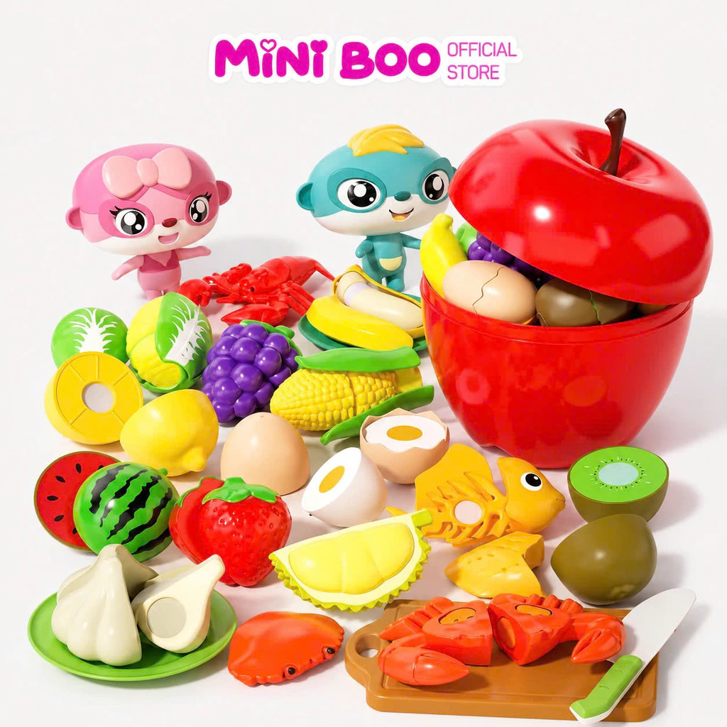 Hộp Táo Đỏ Cắt Trái Cây & Hải Sản Siêu Hot – Bộ Đồ Chơi Nhà Bếp Mini Cho Bé, Chơi Mãi Không Chán