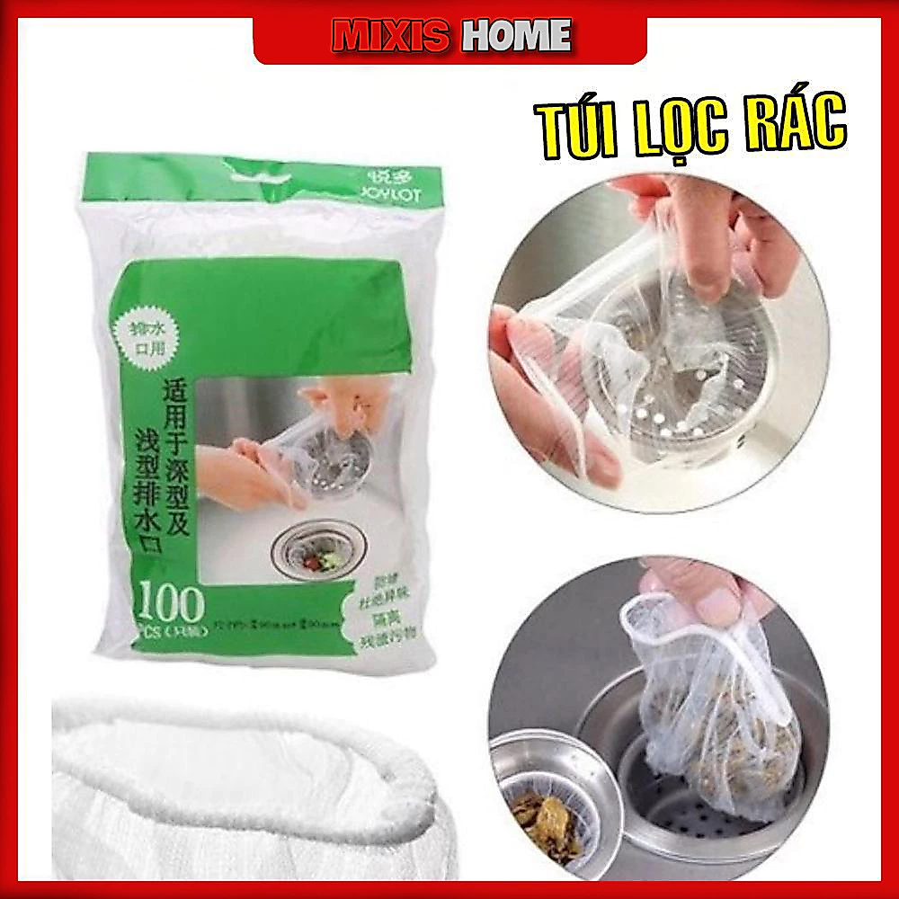 Combo 100 Túi Lọc Rác Bồn Rửa Bát Giảm Nghẹt Cống Giữ Bếp Sạch Sẽ Tiện Dụng Dễ Thay - GD225