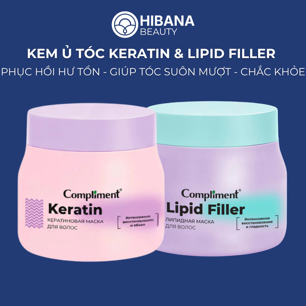Kem Ủ Tóc Compliment Keratin+Lipid Filler, Phục Hồi Tóc Hư Tổn Giúp Tóc Suôn Mượt Chắc Khỏe | 400ML