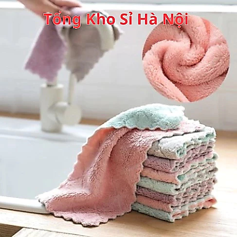 Combo 40 khăn lau bếp, nhà cửa đa năng 2 mặt siêu thấm nước KT 13x21