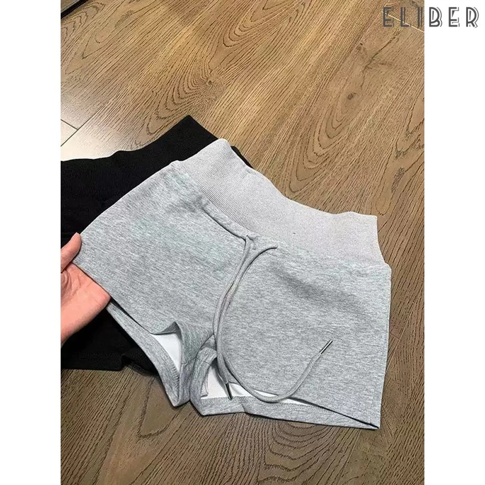 ELIBER- Quần Short Nữ Eo Cao Dây Rút - Ôm Dáng - Thiết Kế Thể Thao Phong Cách Hàn Quốc Tôn Dáng