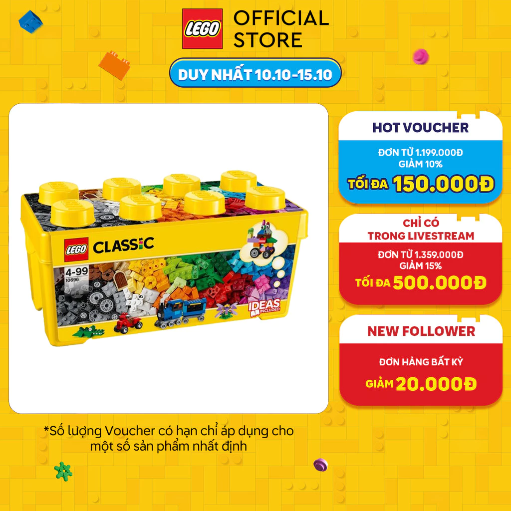 LEGO CLASSIC 10696 Thùng Gạch Trung Classic Sáng Tạo ( 484 Chi tiết)