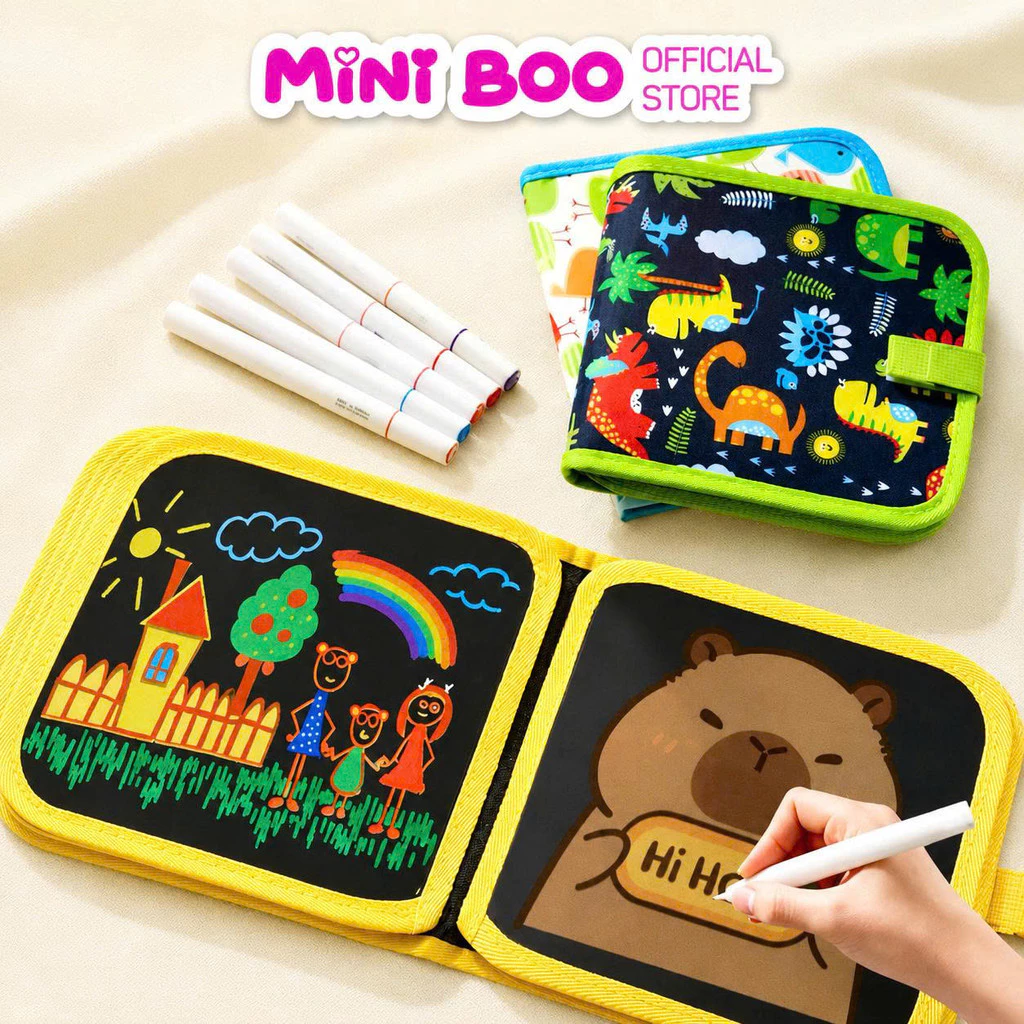 Sổ Vẽ Tự Xoá Phát Sáng Cho Bé  Kèm Bút Graffiti & Bông Lau. Đồ Chơi Tập Vẽ Phát Triển Sáng Tạo Little Boo