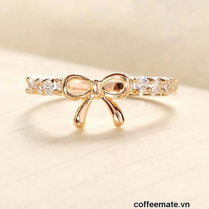 ⚡CM⚡Nhẫn hình nơ đính đá sang trọng cho nữ nhẫn nữ nhẫn nơ phụ kiện trang sức