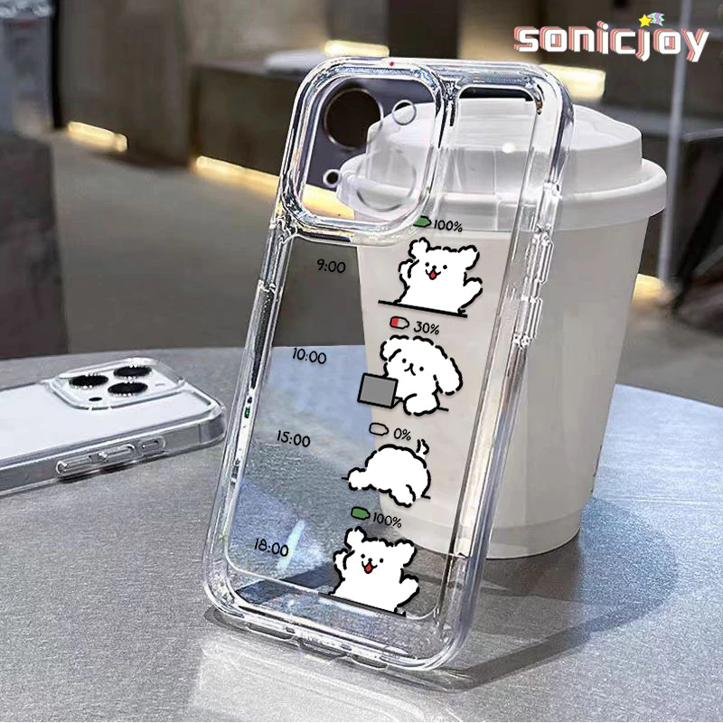 Ốp Điện Thoại Đường Trắng Mỡ Chó Thích Hợp Cho IPhone 11 12 13 14 15 16 Pro Max X XR XS Max 7Plus 8Plus Ốp Silicon Trong Suốt Thời Trang-SY