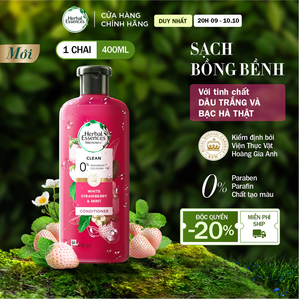 Dầu Xả Herbal Essences Tinh Chất Thực Vật Thật Dâu Trắng Bạc Hà 400ML