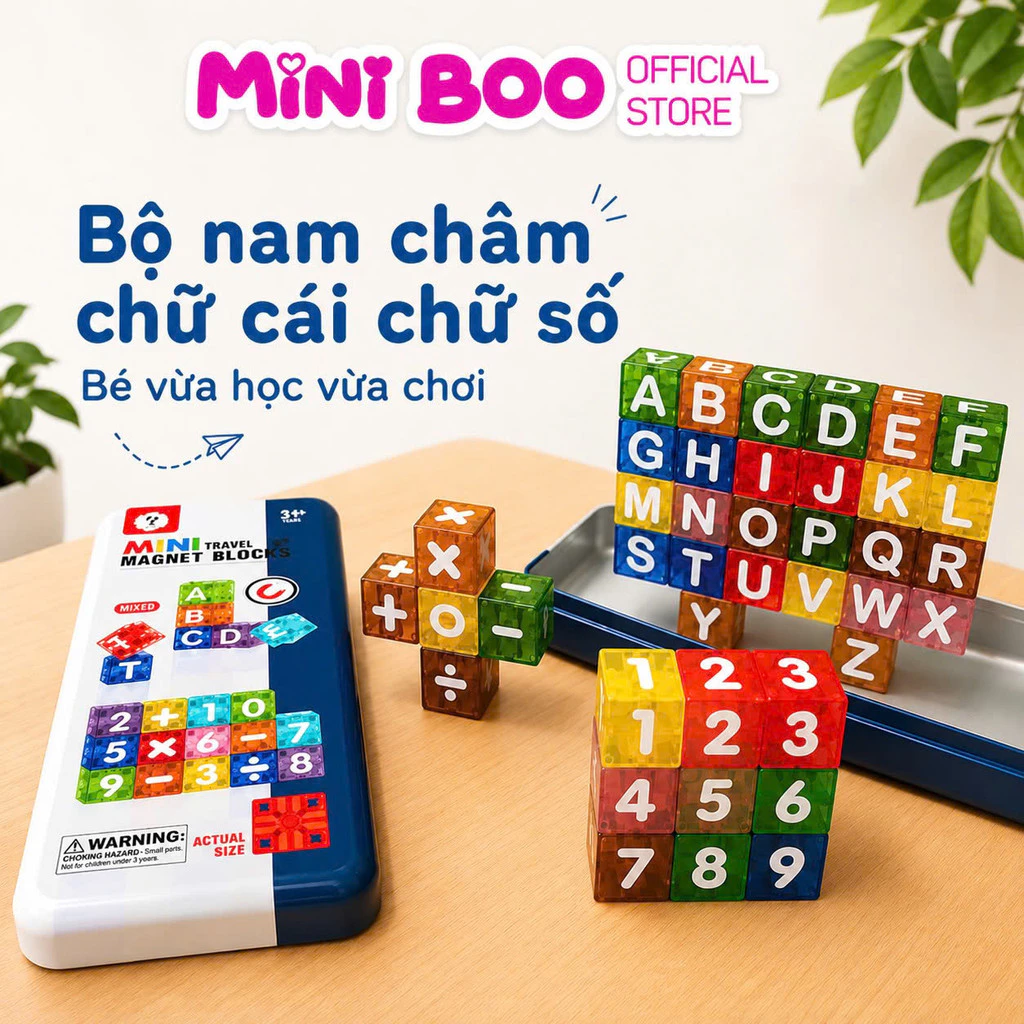 Bộ Đồ Chơi Nam Châm Xếp Hình Block Chữ Cái Và Chữ Số 40 Chi Tiết Kèm Hộp Thiếc – Đồ Chơi Giáo Dục Cho Bé