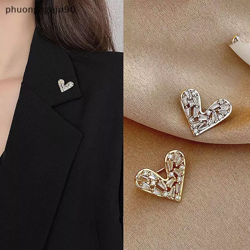 Thời trang Rhinestone tình yêu trái tim trâm cài cho phụ nữ bên Hàng may mặc trang sức phụ kiện Quà Tặng