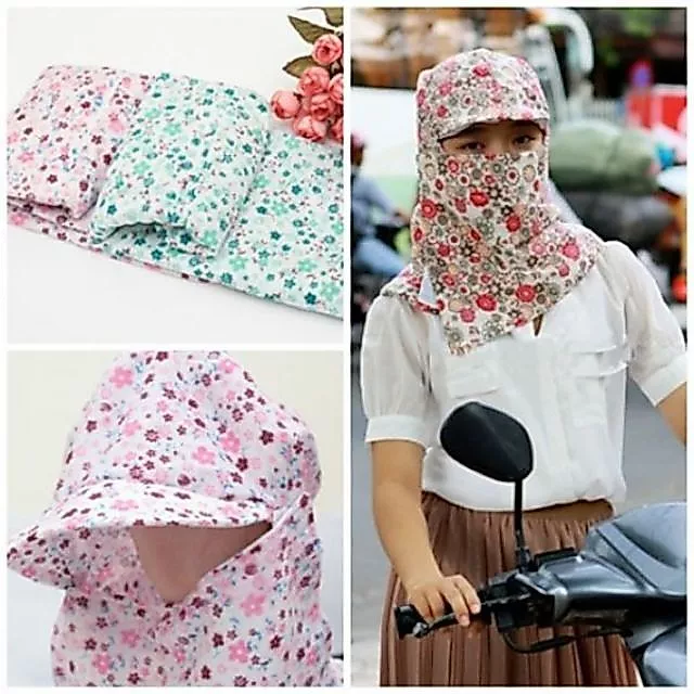 Mũ trùm đầu chống nắng 2 lớp vành nhỏ mỏng mát
