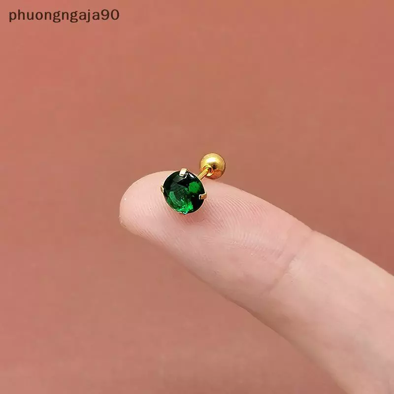 Màu xanh lá cây tragus Stud Bông tai-Vòng CZ sụn & Helix piercing đồ trang sức