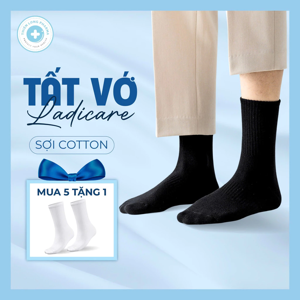 [Combo 5 Tặng 1] Tất Vớ Nam Nữ LADICARE COTTON BLEND Cao Cấp Êm Chân, Thoáng Khí Suốt Ngày