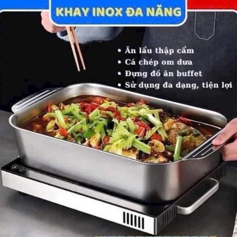 Khay Hấp Inox Có Nắp Đa Năng , chống dính , dùng cho mọi loại bếp YN01