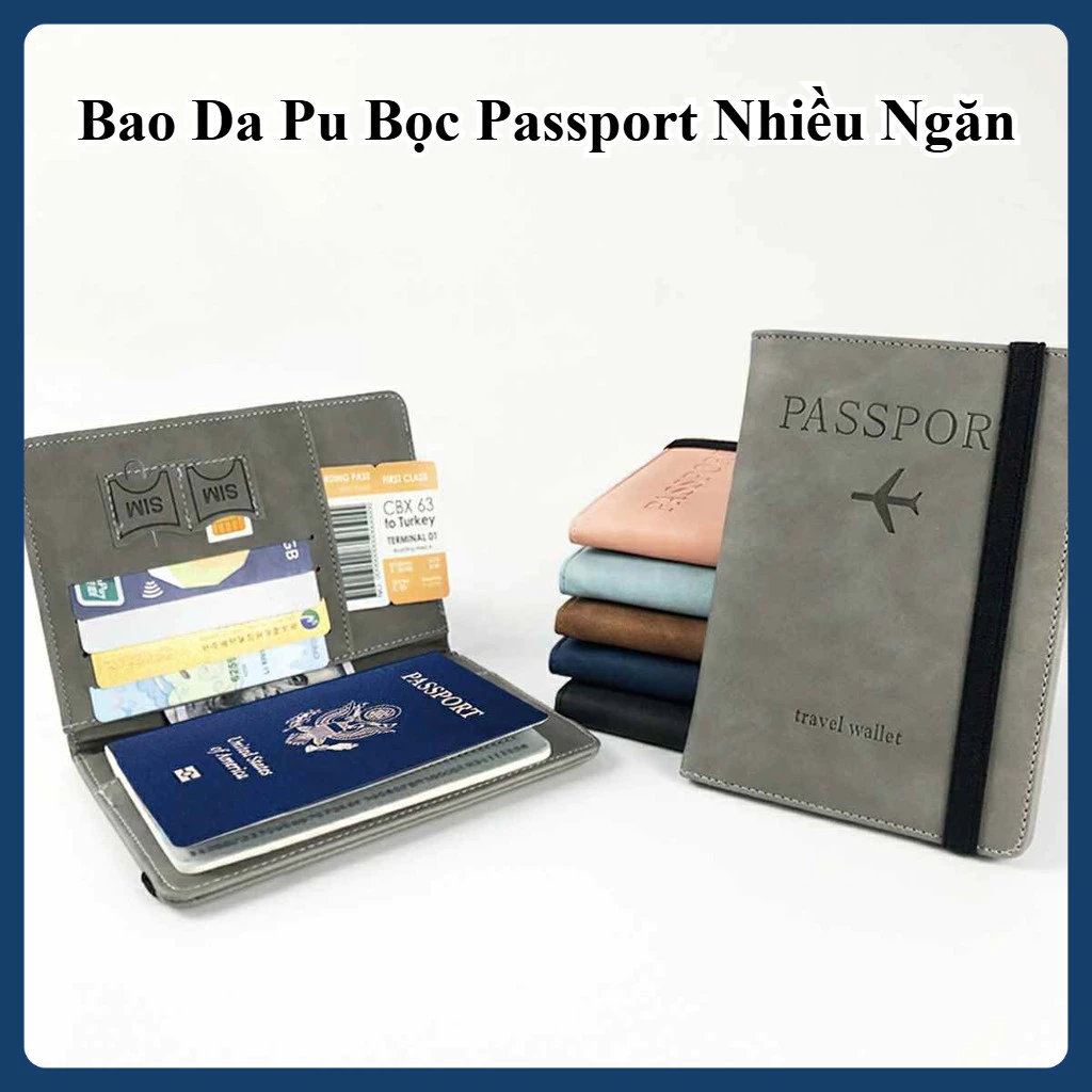 Ví Đựng Hộ Chiếu Du Lịch Chặn RFID, Bao Da Pu Bọc Passport Nhiều Ngăn -Dụng cụ sắp xếp du lịch EUNIO