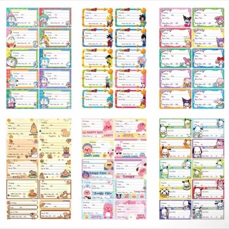 Combo 100 Chiếc Nhãn Vở - Nhãn Vở Decal Bóc Dán Nhiều Hình Cute Dễ Thương YN01