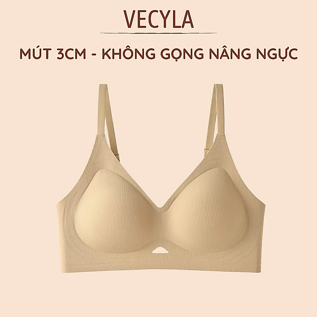 Áo lót nữ VECYLA, Áo ngực su tăm A 9737 ôm ngực không lộ viền thoáng khí, chống xệ