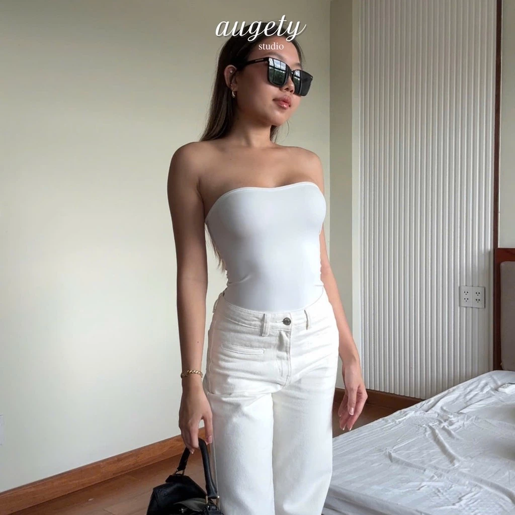 Áo Ống Nữ Chiết Eo Tôn Ngực Vải Thun Cao Cấp Premium Leisure Augety Studio, SAGE TUBE TOP