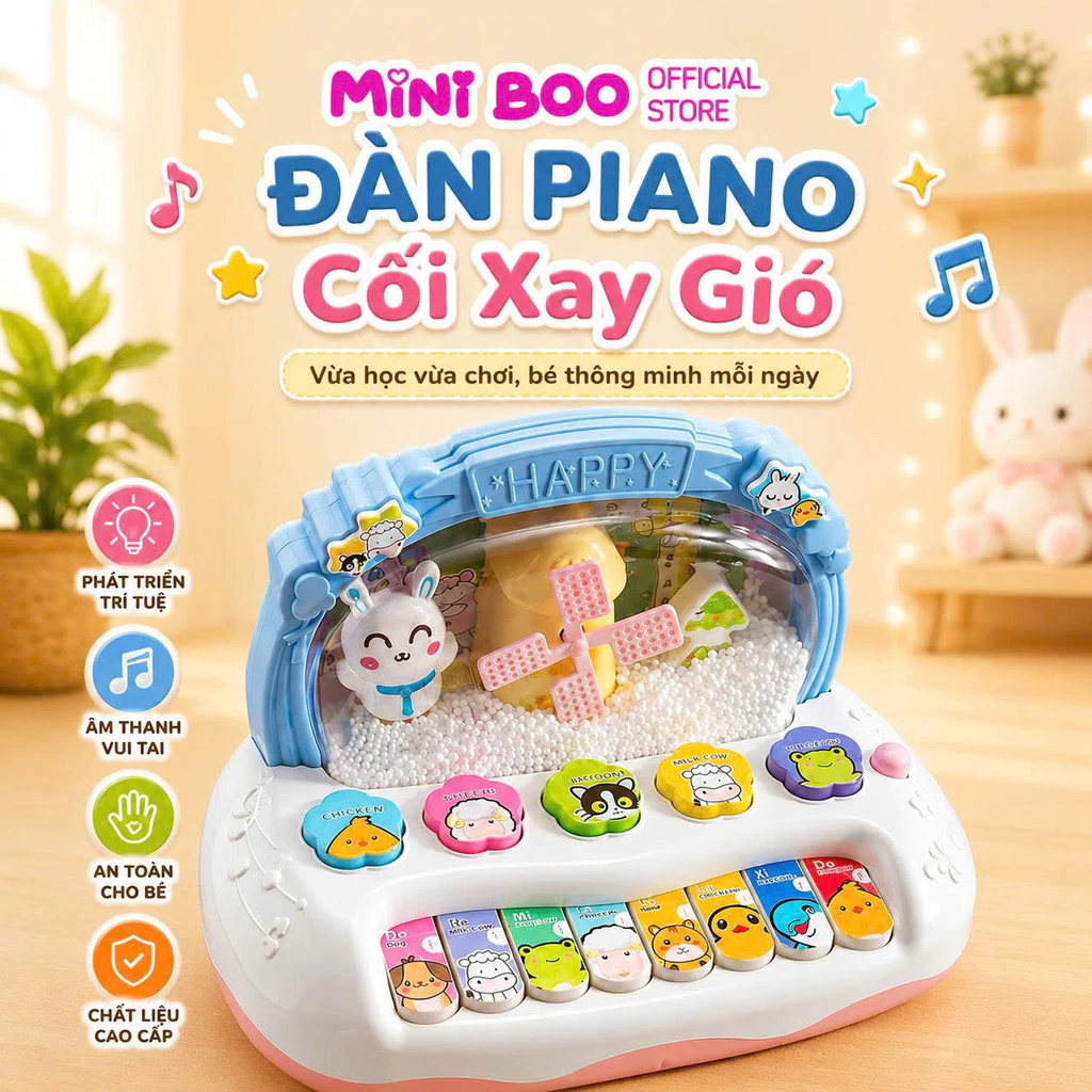 Đàn Piano Bông Tuyết Phát Nhạc Ánh Sáng Little Boo Cho Bé Từ 1 Tuổi Đồ Chơi Phát Triển Giác Quan Cho Bé