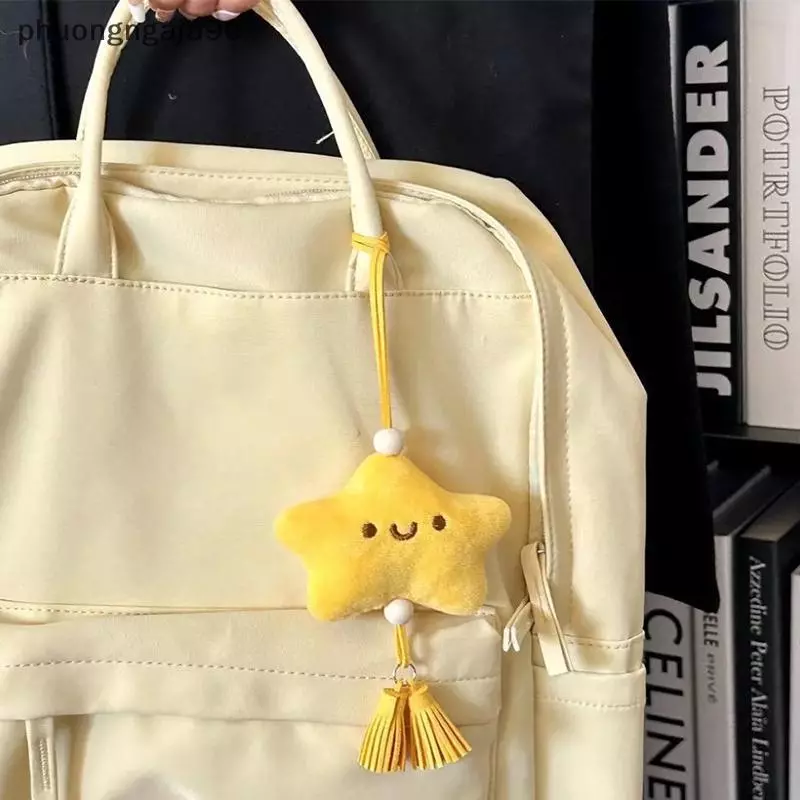 Phim hoạt hình ngôi sao màu vàng sang trọng Mặt dây chuyền Keychain Túi xe treo trang trí quà tặng
