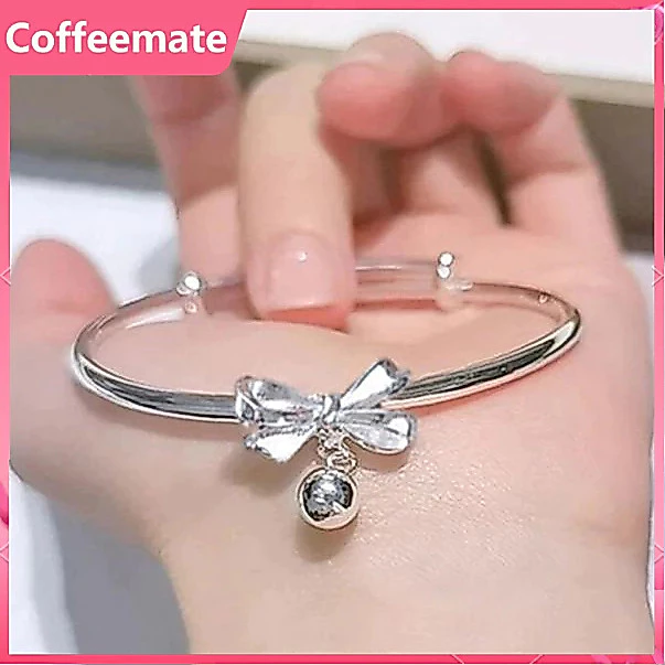 ⚡Vòng tay hai lớp màu bạc hình nơ có thể điều chỉnh kích thước thời trang cho nữ