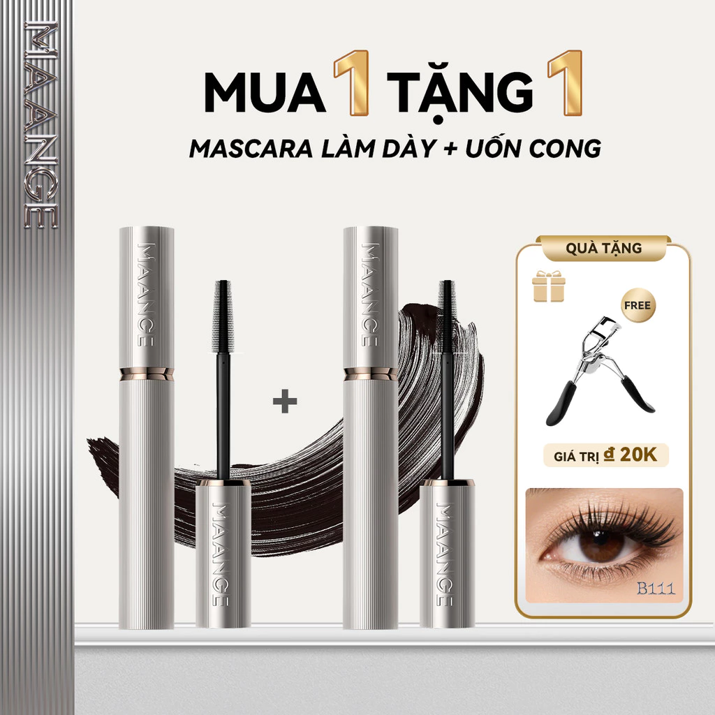 Mascara MAANGE màu đen chuốt mi cong dài dày chống nước và mồ hôi